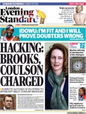 London Evening Standard (UK) Newspaper Front Page for 25 July 2012