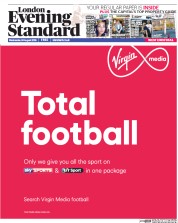 London Evening Standard (UK) Newspaper Front Page for 25 August 2016