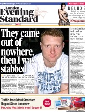 London Evening Standard Newspaper Front Page (UK) for 26 November 2012