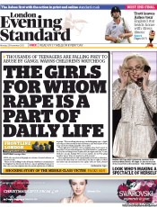 London Evening Standard Newspaper Front Page (UK) for 26 November 2013