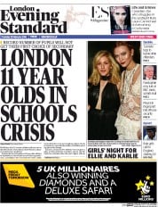 London Evening Standard (UK) Newspaper Front Page for 26 February 2016