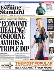 London Evening Standard Newspaper Front Page (UK) for 26 April 2013