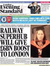 London Evening Standard Newspaper Front Page (UK) for 27 November 2013