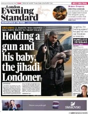 London Evening Standard Newspaper Front Page (UK) for 27 November 2014