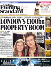 London Evening Standard Newspaper Front Page (UK) for 27 January 2014