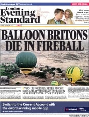 London Evening Standard Newspaper Front Page (UK) for 27 February 2013
