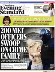 London Evening Standard Newspaper Front Page (UK) for 27 February 2014