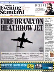 London Evening Standard Newspaper Front Page (UK) for 27 May 2013