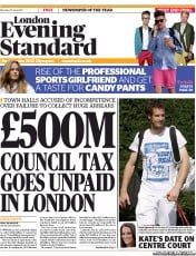 London Evening Standard Newspaper Front Page (UK) for 27 June 2011
