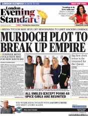 London Evening Standard (UK) Newspaper Front Page for 27 June 2012
