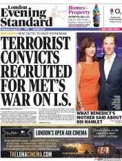 London Evening Standard Newspaper Front Page (UK) for 27 August 2015