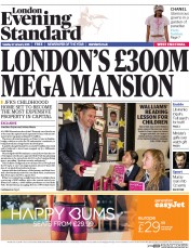 London Evening Standard Newspaper Front Page (UK) for 28 January 2015
