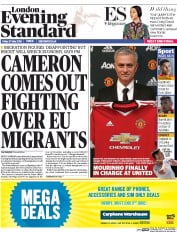 London Evening Standard (UK) Newspaper Front Page for 28 May 2016