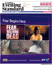 London Evening Standard Newspaper Front Page (UK) for 28 August 2015