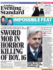 London Evening Standard Newspaper Front Page (UK) for 29 January 2013