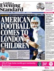 London Evening Standard Newspaper Front Page (UK) for 29 January 2015