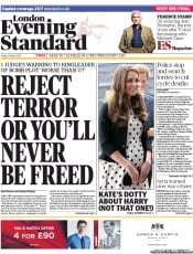 London Evening Standard Newspaper Front Page (UK) for 29 April 2013