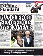 London Evening Standard Newspaper Front Page (UK) for 29 May 2013