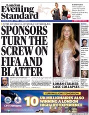 London Evening Standard Newspaper Front Page (UK) for 29 May 2015