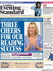 London Evening Standard Newspaper Front Page (UK) for 29 September 2014