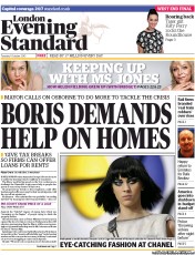 London Evening Standard Newspaper Front Page (UK) for 2 October 2013