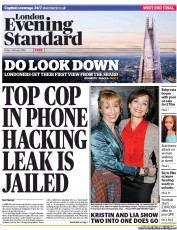 London Evening Standard (UK) Newspaper Front Page for 2 February 2013