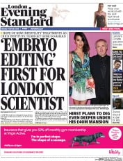London Evening Standard (UK) Newspaper Front Page for 2 February 2016