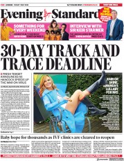 London Evening Standard (UK) Newspaper Front Page for 2 May 2020
