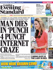 London Evening Standard Newspaper Front Page (UK) for 2 July 2014