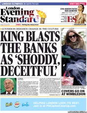 London Evening Standard (UK) Newspaper Front Page for 30 June 2012