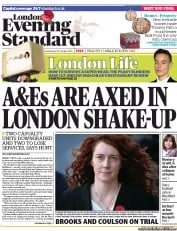 London Evening Standard Newspaper Front Page (UK) for 31 October 2013