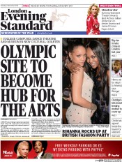 London Evening Standard (UK) Newspaper Front Page for 3 December 2014