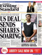 London Evening Standard (UK) Newspaper Front Page for 3 January 2013