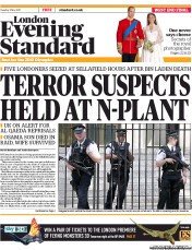 London Evening Standard (UK) Newspaper Front Page for 3 May 2011