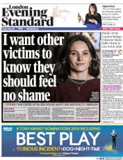 London Evening Standard Newspaper Front Page (UK) for 4 May 2015