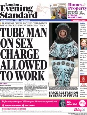 London Evening Standard Newspaper Front Page (UK) for 4 June 2015