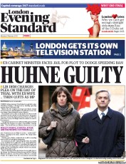 London Evening Standard (UK) Newspaper Front Page for 5 February 2013