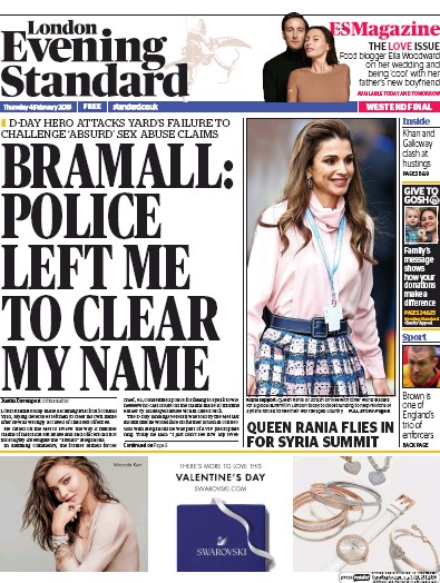 London Evening Standard Newspaper Front Page (UK) for 5 February 2016