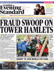 London Evening Standard Newspaper Front Page (UK) for 5 April 2014