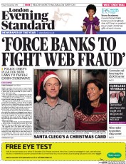 London Evening Standard (UK) Newspaper Front Page for 6 December 2014