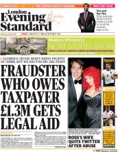 London Evening Standard Newspaper Front Page (UK) for 6 March 2014