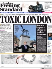 London Evening Standard Newspaper Front Page (UK) for 6 March 2015