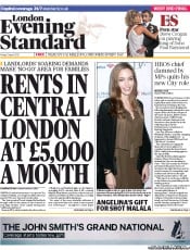 London Evening Standard Newspaper Front Page (UK) for 6 April 2013