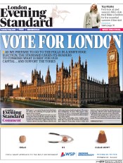 London Evening Standard Newspaper Front Page (UK) for 6 May 2015