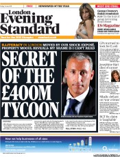 London Evening Standard Newspaper Front Page (UK) for 6 June 2011