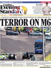 London Evening Standard (UK) Newspaper Front Page for 6 July 2012