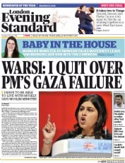 London Evening Standard (UK) Newspaper Front Page for 6 August 2014