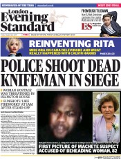London Evening Standard (UK) Newspaper Front Page for 6 September 2014