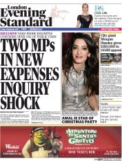 London Evening Standard (UK) Newspaper Front Page for 7 December 2015