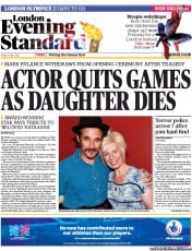 London Evening Standard Newspaper Front Page (UK) for 7 July 2012